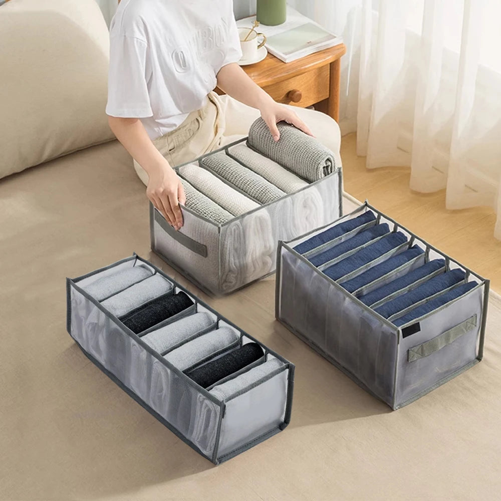 4-Pack Clear Mesh Clothes Storage Boxes – Wardrobe Organizer