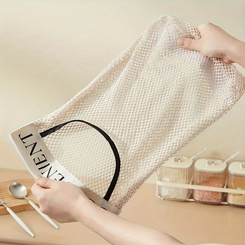 Wall-Mounted Plastic Bag Holder – Elastic Storage Net 1-2 Pack