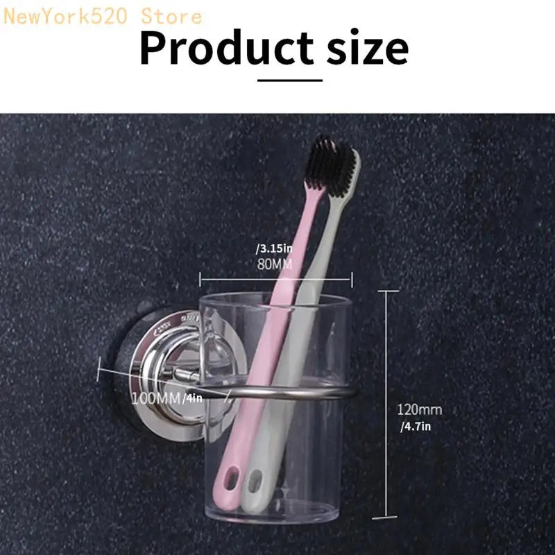 Wall Mount Toothbrush Holder Suction Cup Metal Rack