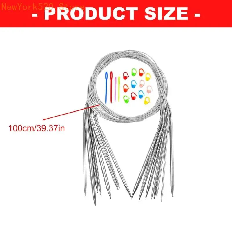 Circular Knitting Needle Set 2mm–6mm Stainless Steel 100cm