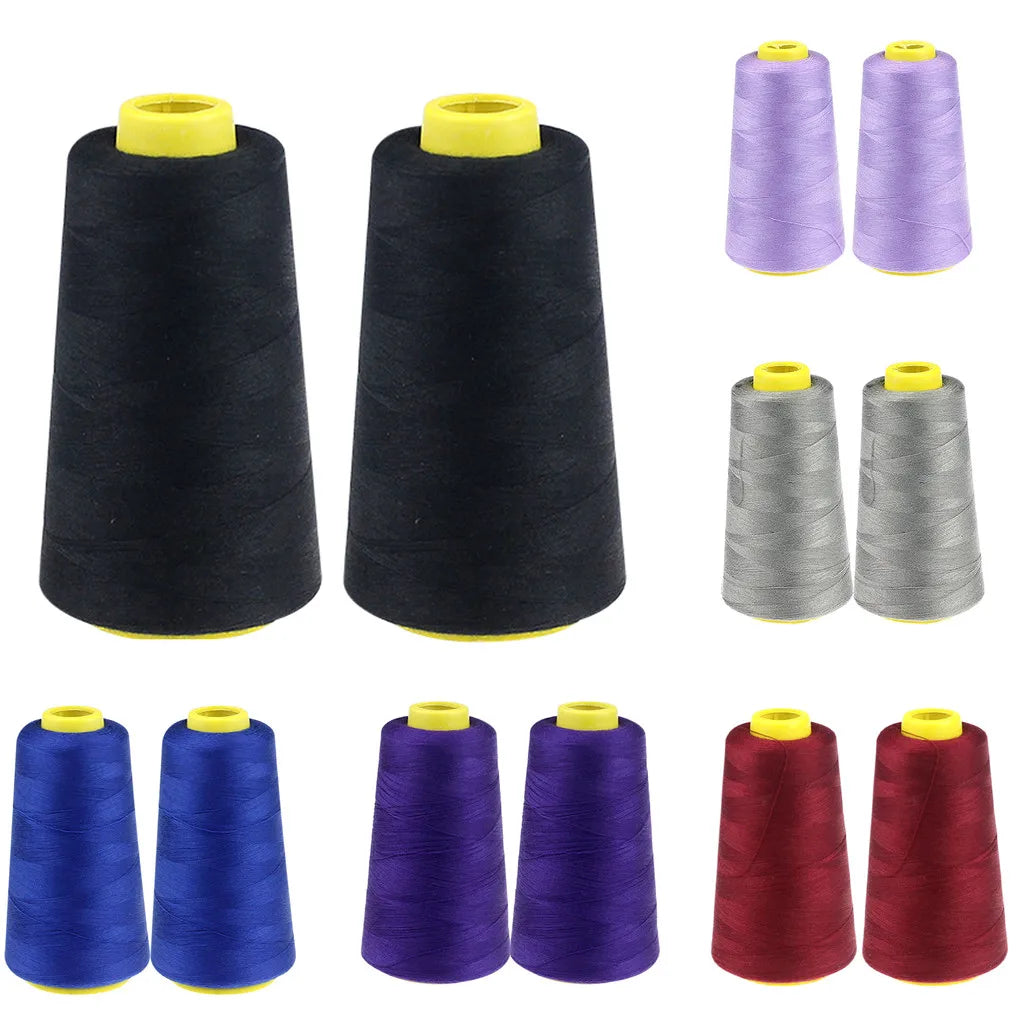 2-Pack Polyester Sewing Thread 2300 Yards – White & Black Spools