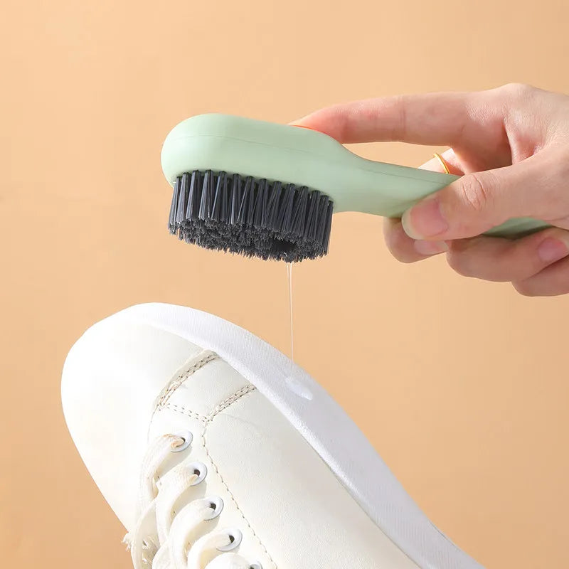 Press-Type Liquid Shoe Brush – Soft Bristle Long Handle