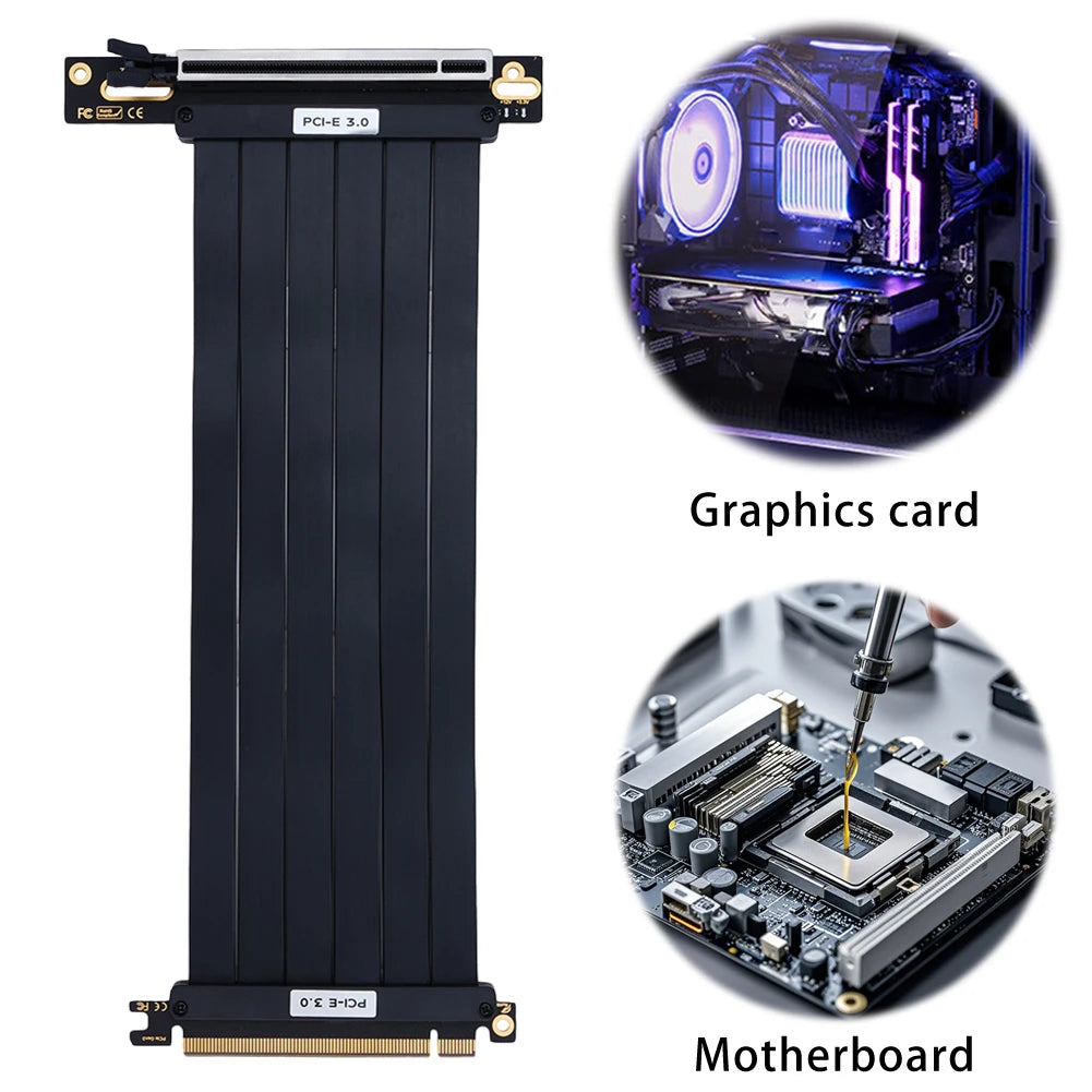 PCI-E 3.0 EMI Shielded GPU Riser Cable 90° Adapter 20–35cm