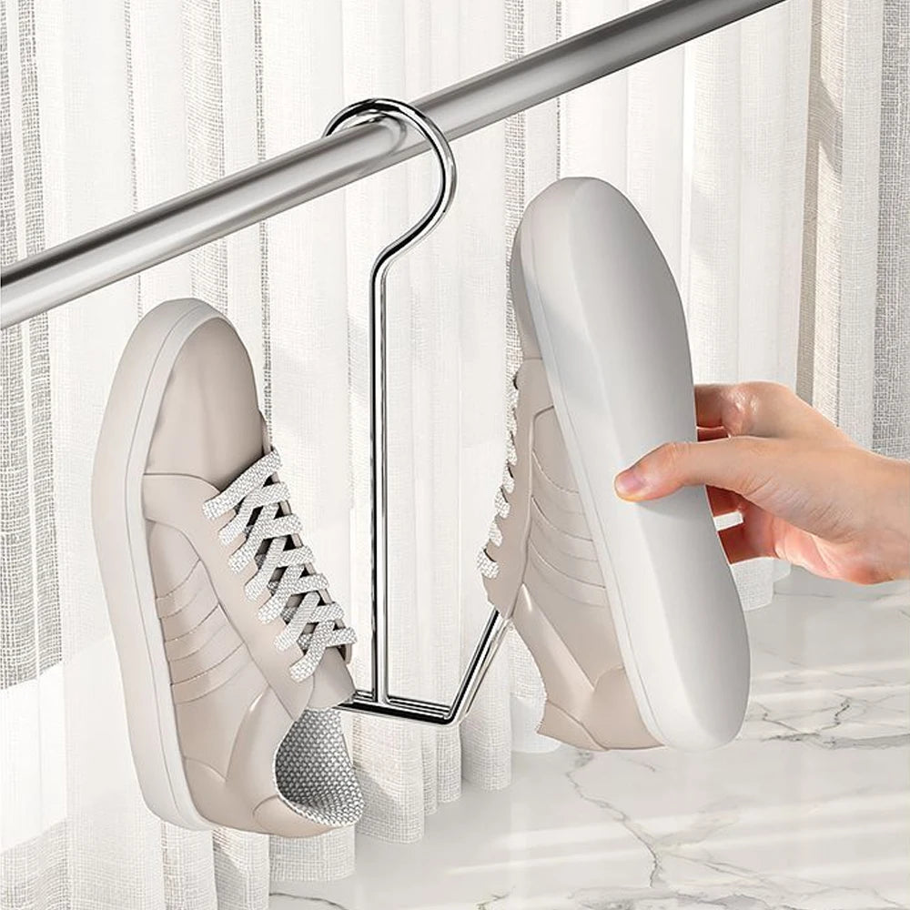 Stainless Steel Hanging Shoe Rack with Double Hook | Silver