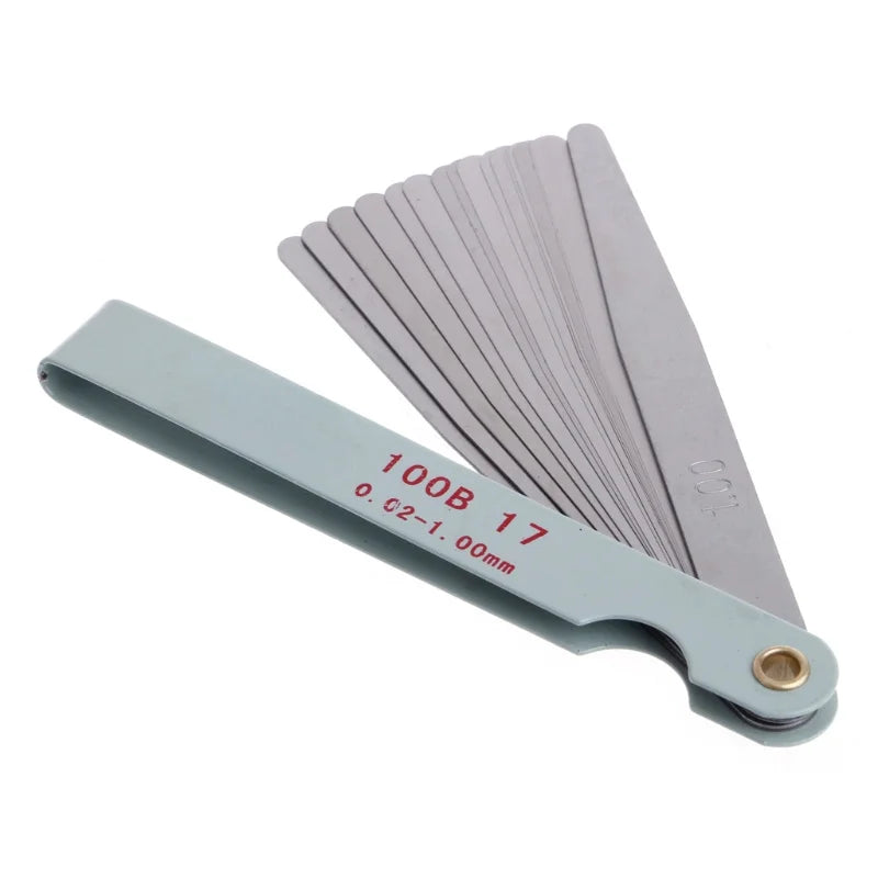 17-Blade Metric Feeler Gauge 0.02–1.00mm Engine Valve Tool
