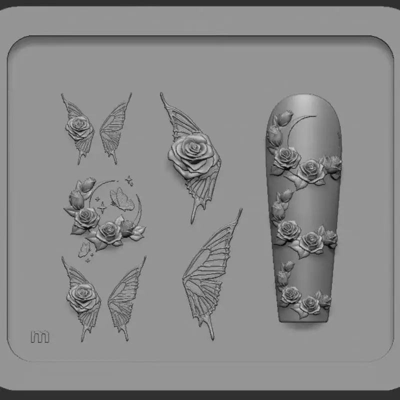 3D Rose Butterfly Silicone Nail Art Mold – DIY Manicure Tool