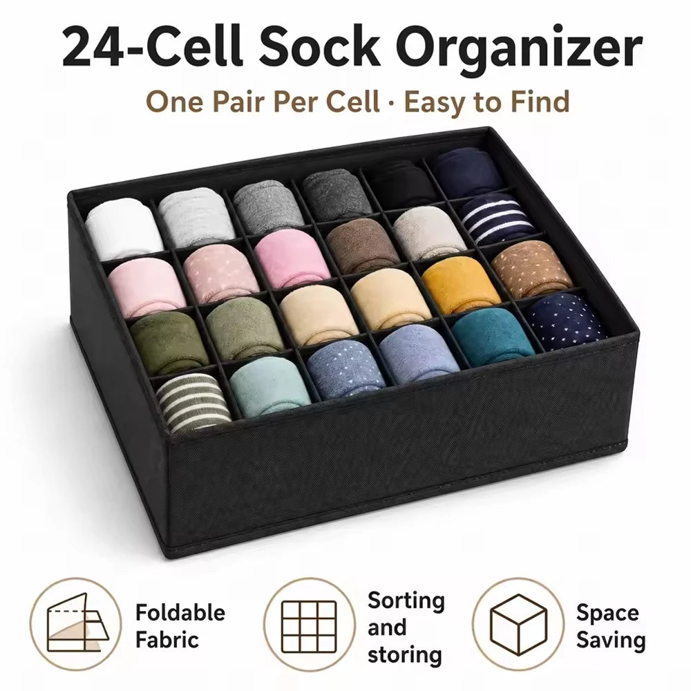 Foldable Underwear Organizer Box – Bra & Socks Drawer Storage