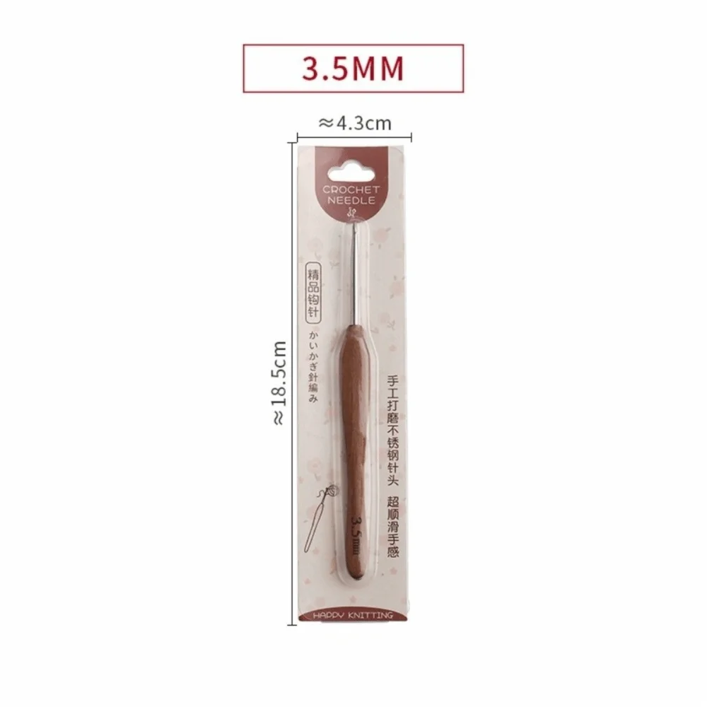Sandalwood Crochet Hook 2.0–6.0mm Stainless Steel Weaving Tool