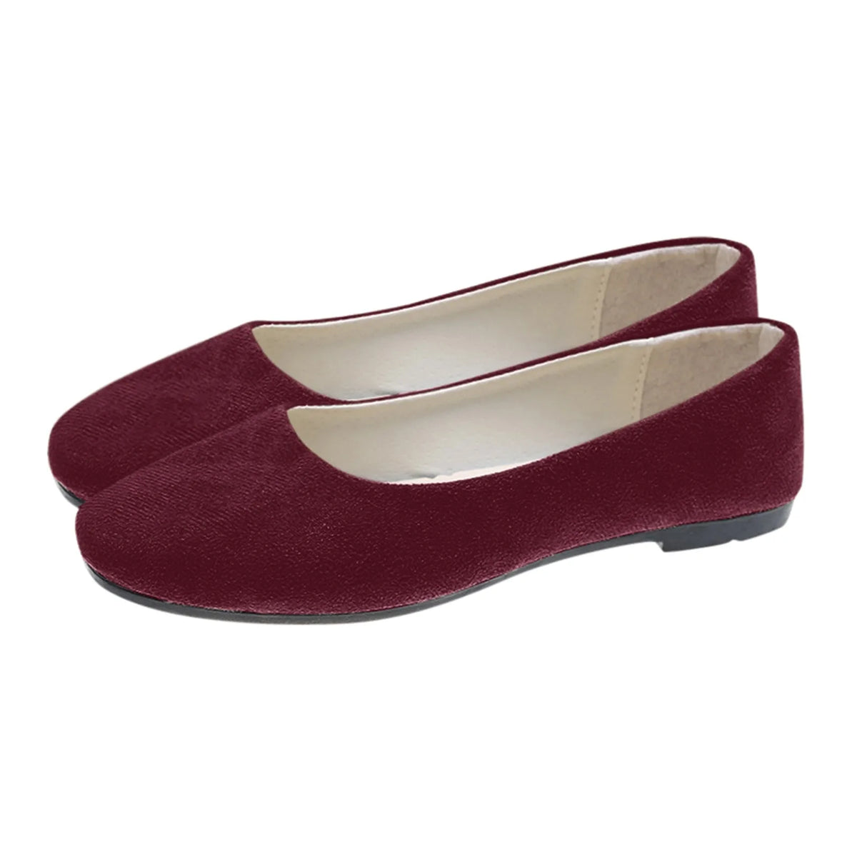 Women's Suede Ballet Flats Slip-On Round Toe Ballerina Shoes
