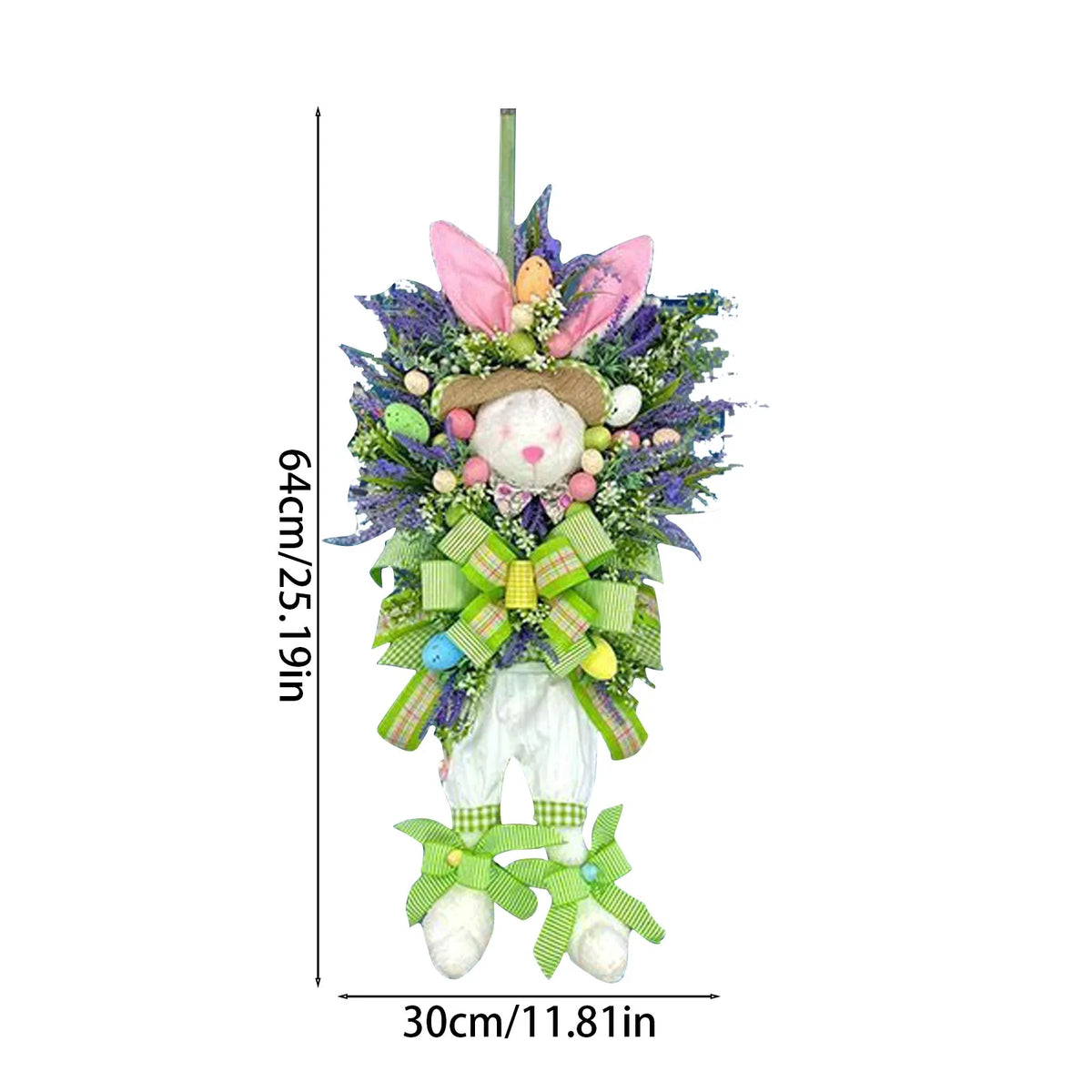Easter Egg Wreath with Bow Ribbon – 18" Handmade Door Decor