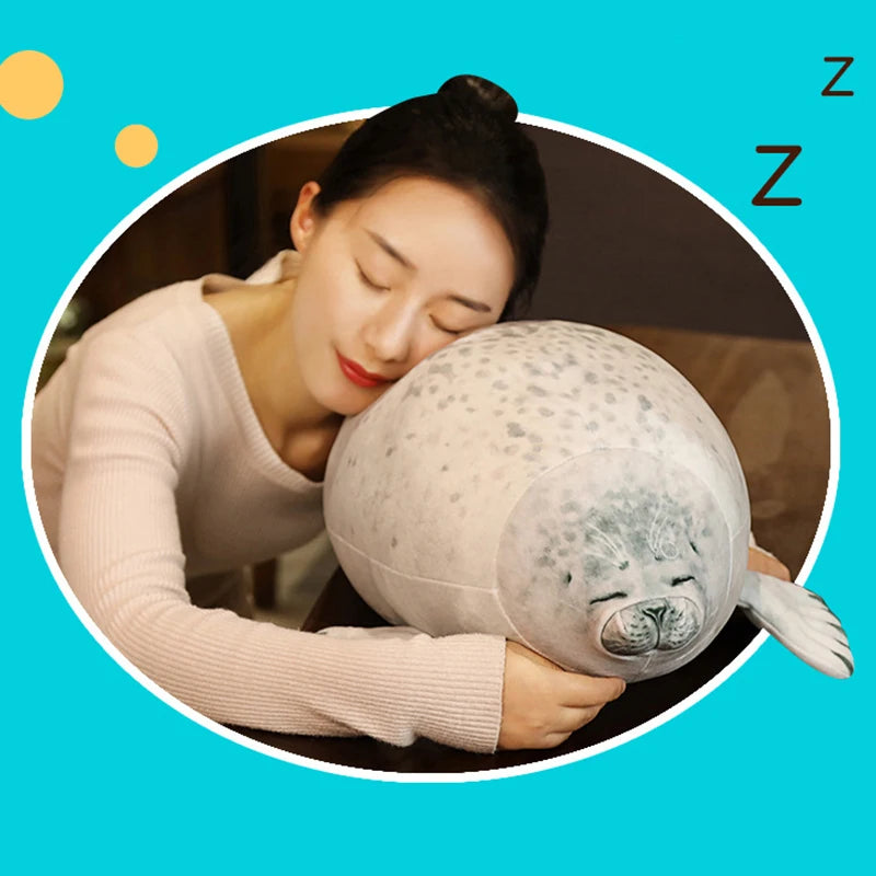 Angry Blob Seal Plush Pillow – Chubby 3D Stuffed Animal Toy