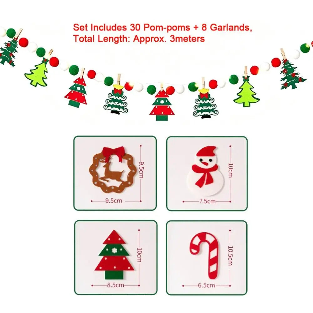 DIY Felt Christmas Banner Set – Furry Balls & LED Lights