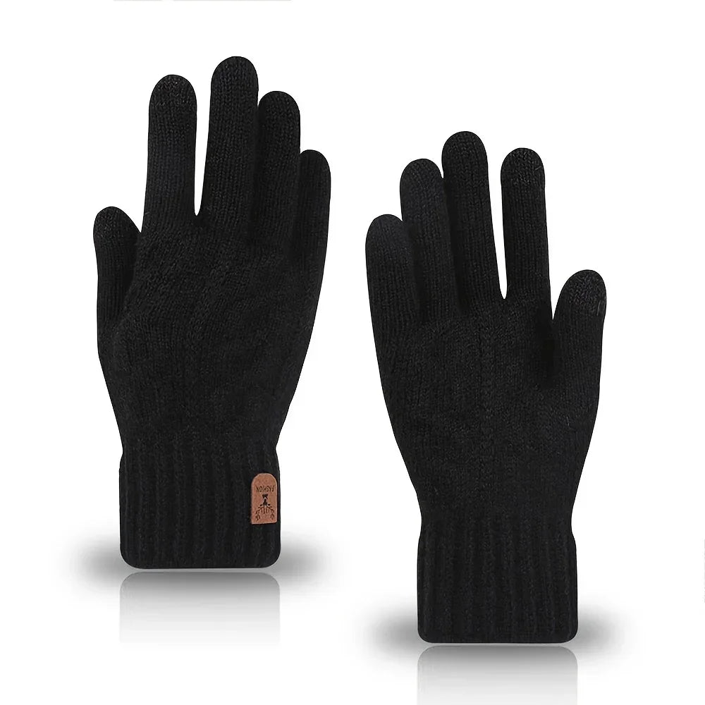 Men's Winter Full Finger Wool Fleece Touch Screen Gloves