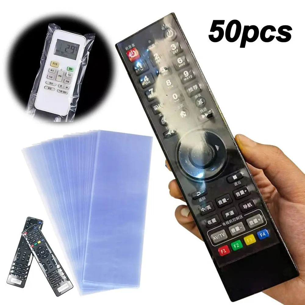 50-Pack PVC Heat Shrink Wrap Bags for Remote Controls – Clear