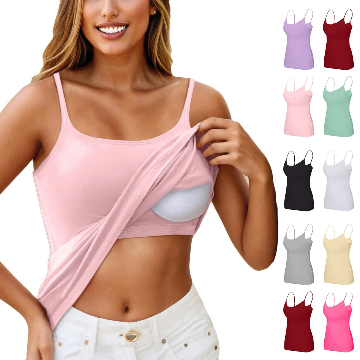 Women's Maternity Nursing Tank Top Built-In Bra Camisole