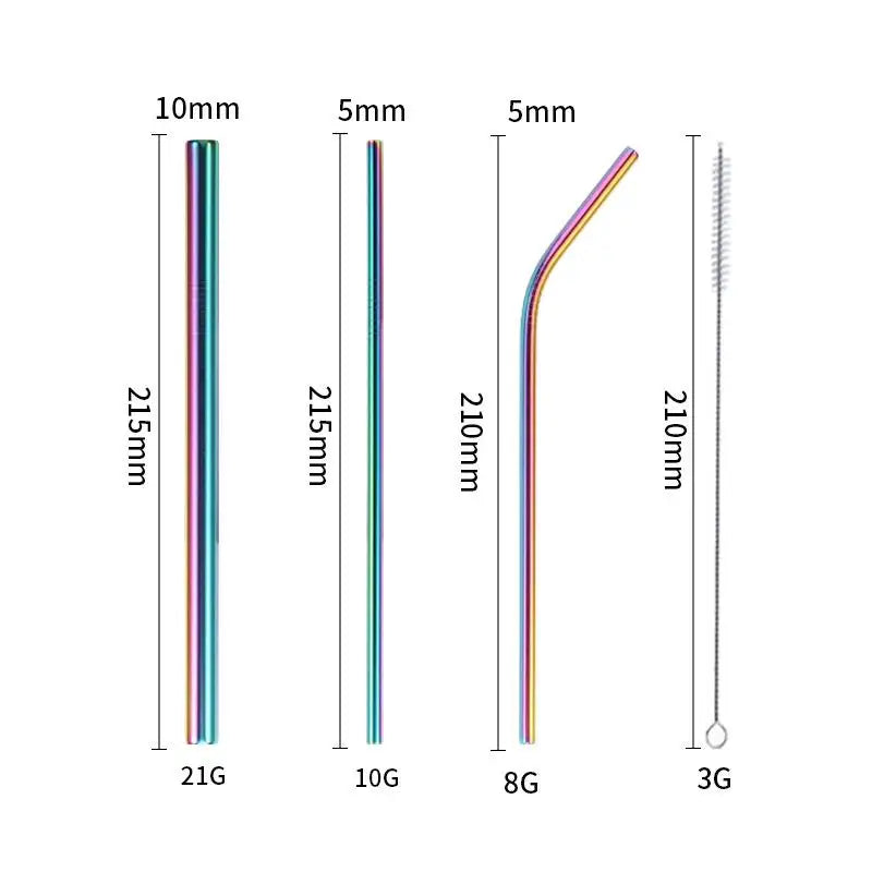 4-Pack Reusable Stainless Steel Straws with Cleaner Brush