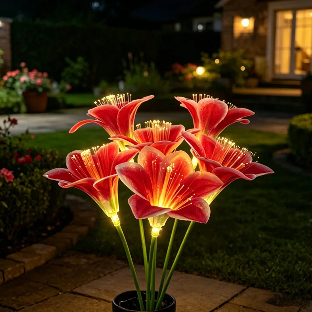 Solar LED Lily Flower Garden Stake Light – IP66 Waterproof