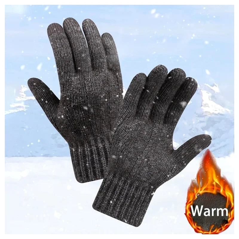Men's Winter Full Finger Wool Fleece Touch Screen Gloves