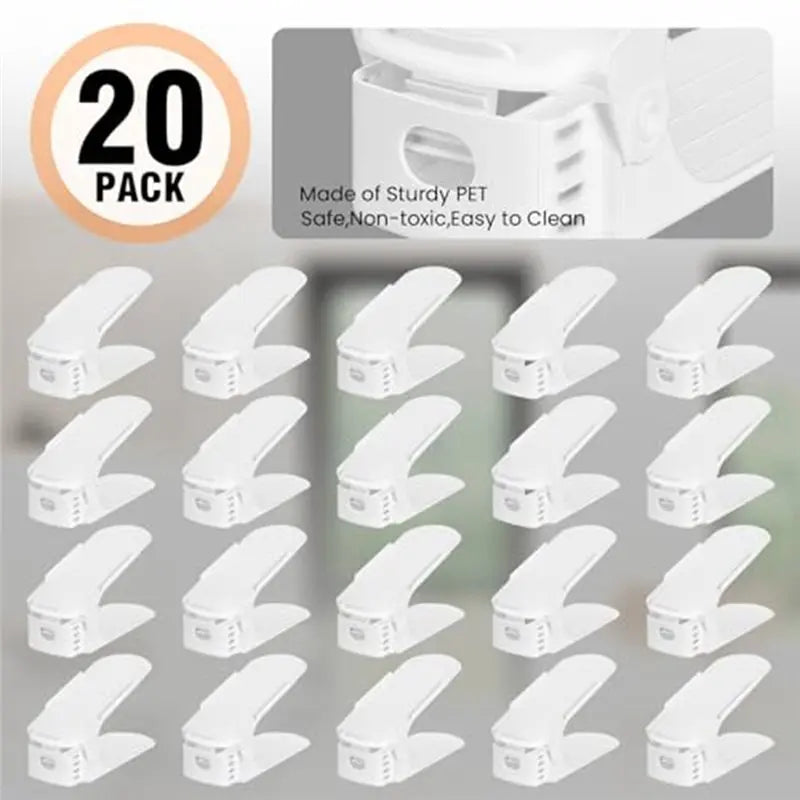 20-Pack Adjustable Shoe Slot Organizer 4-Level Stacker Rack