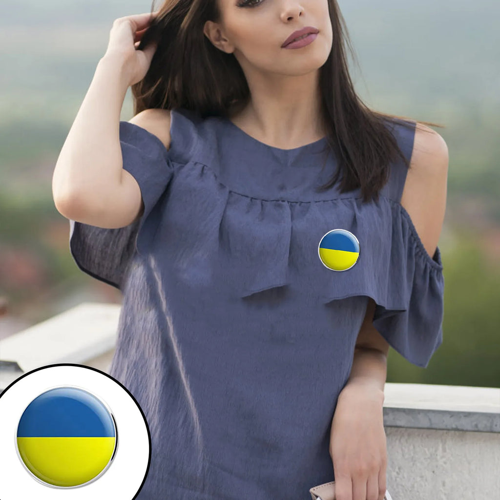 Ukraine Flag Brooch Pin – 1 Inch Patriotic Button Badge