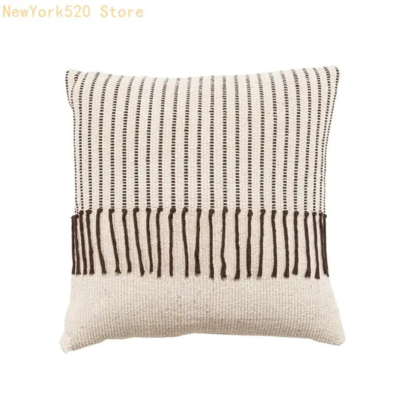 Boho Morocco Tufted Pillow Cover Woven Knit Fringe Tassel