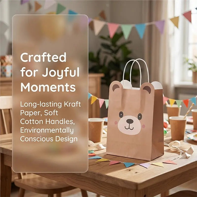 Teddy Bear Gift Bags 20 Pcs – Kraft Paper Party Favors