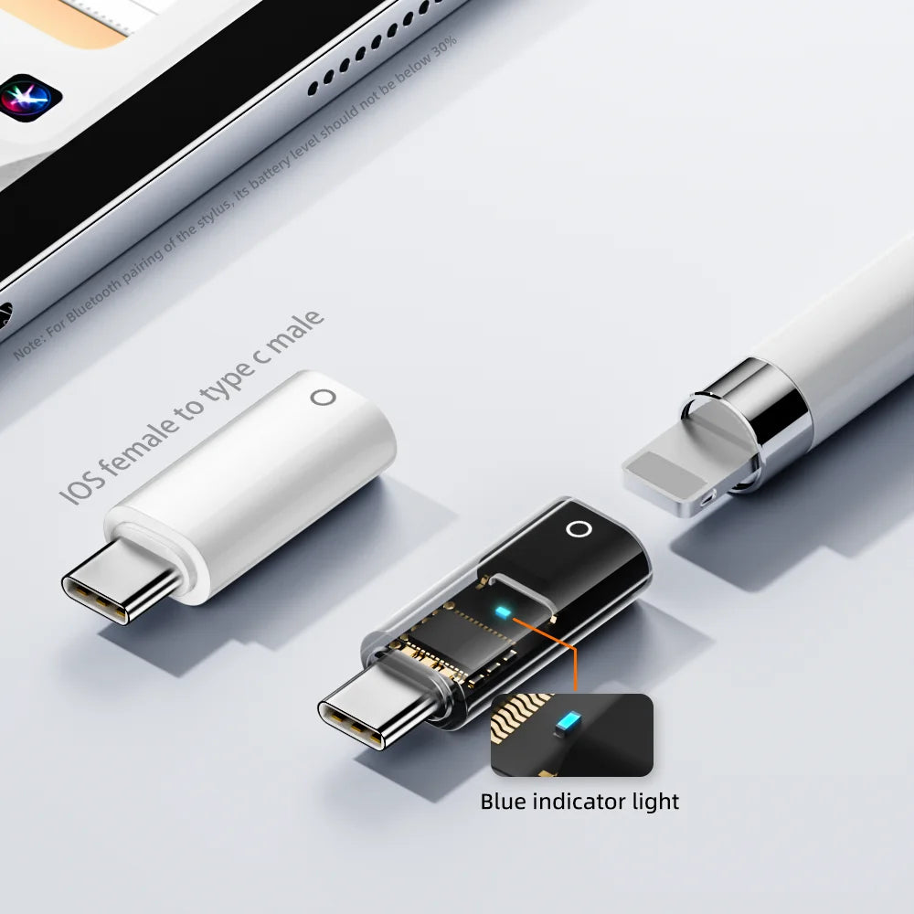 Lightning to USB-C Adapter for Apple Pencil 1st Gen Charging