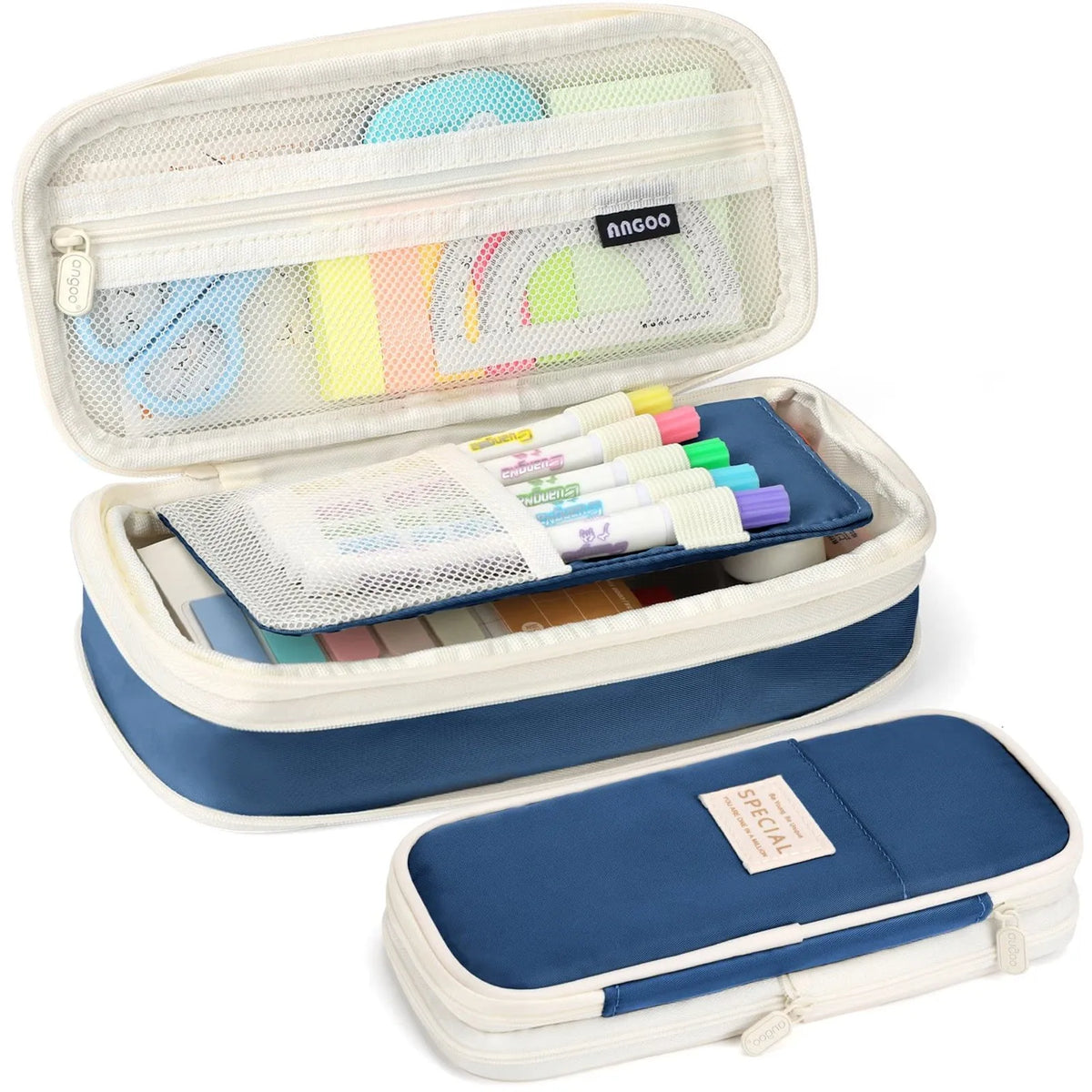 Large Capacity Canvas Pencil Case – Multi-Color School Organizer