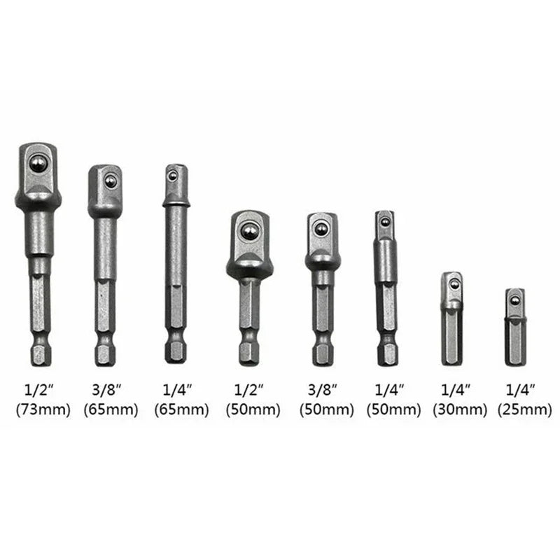 Chrome Vanadium Socket Adapter 1/4" 3/8" 1/2" Hex Shank Set