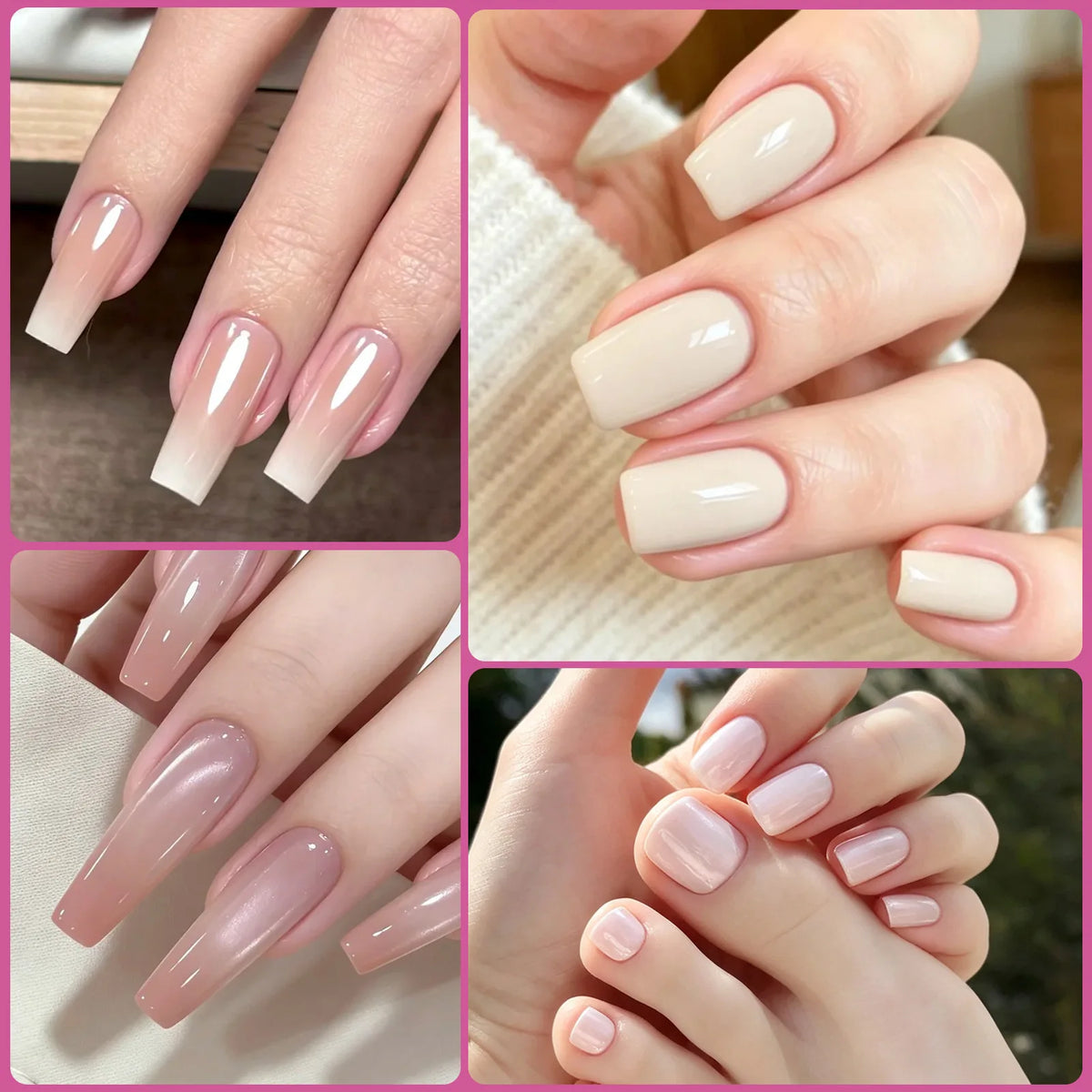 24-Pack Acrylic Press-On Fake Nails – Natural DIY Manicure Kit