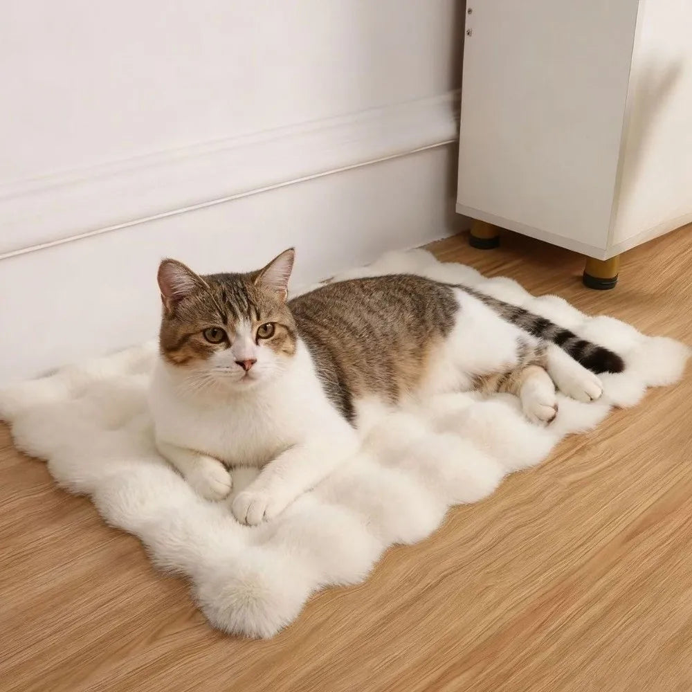 Winter Warm Pet Sleeping Mat – Cloud Bubble Plush Cushion