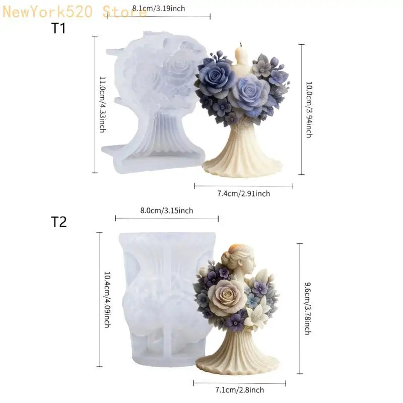 Rose Bride Silicone Mold – 3D Floral Cake & Soap Baking Mould
