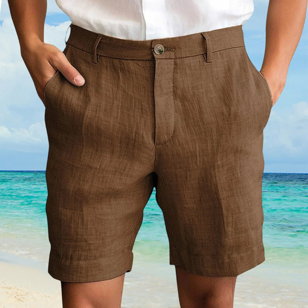 Men's Cotton Linen Casual Shorts – Lightweight Beach Pants