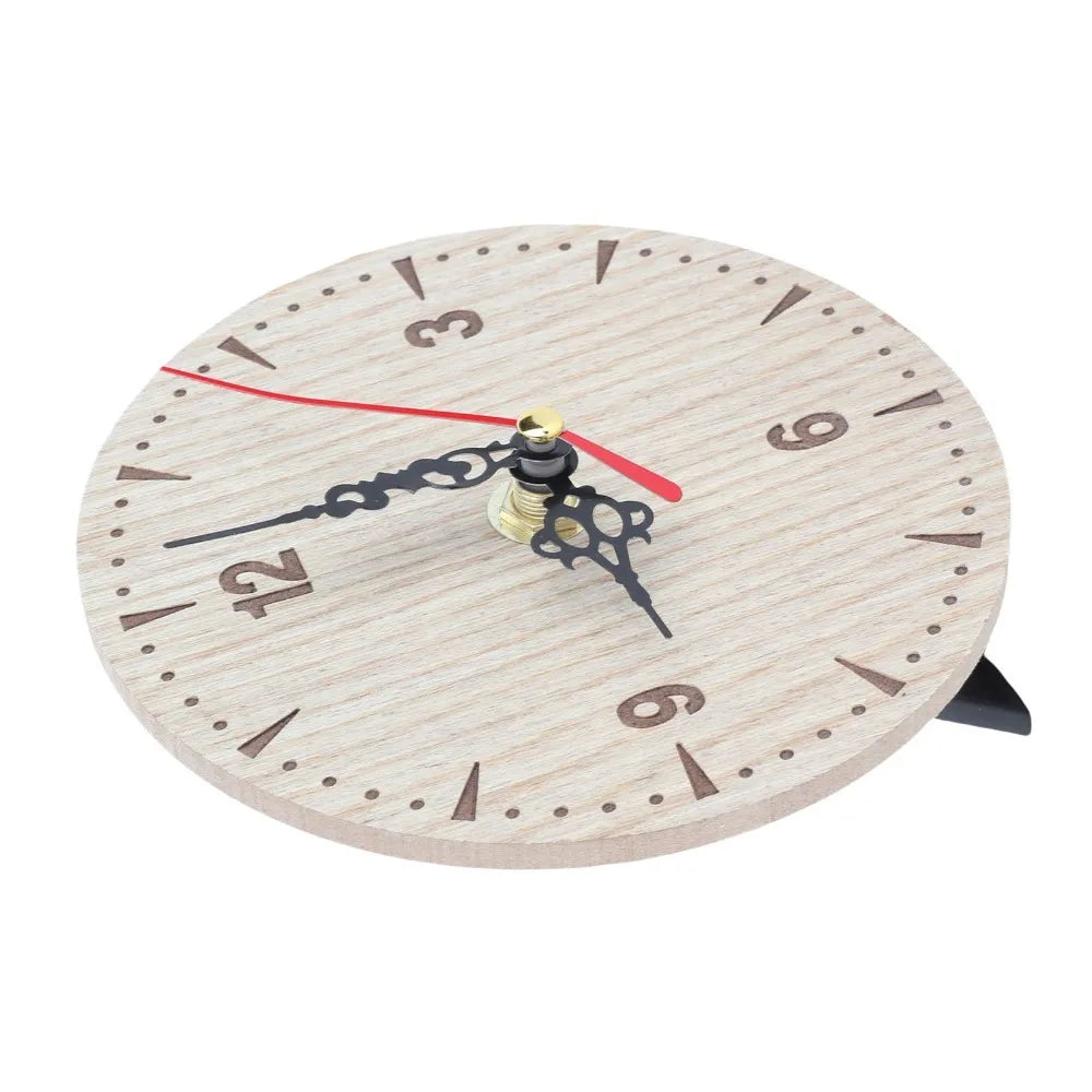 Silent Vintage Wooden Wall Clock – 12cm Round Retro Quartz