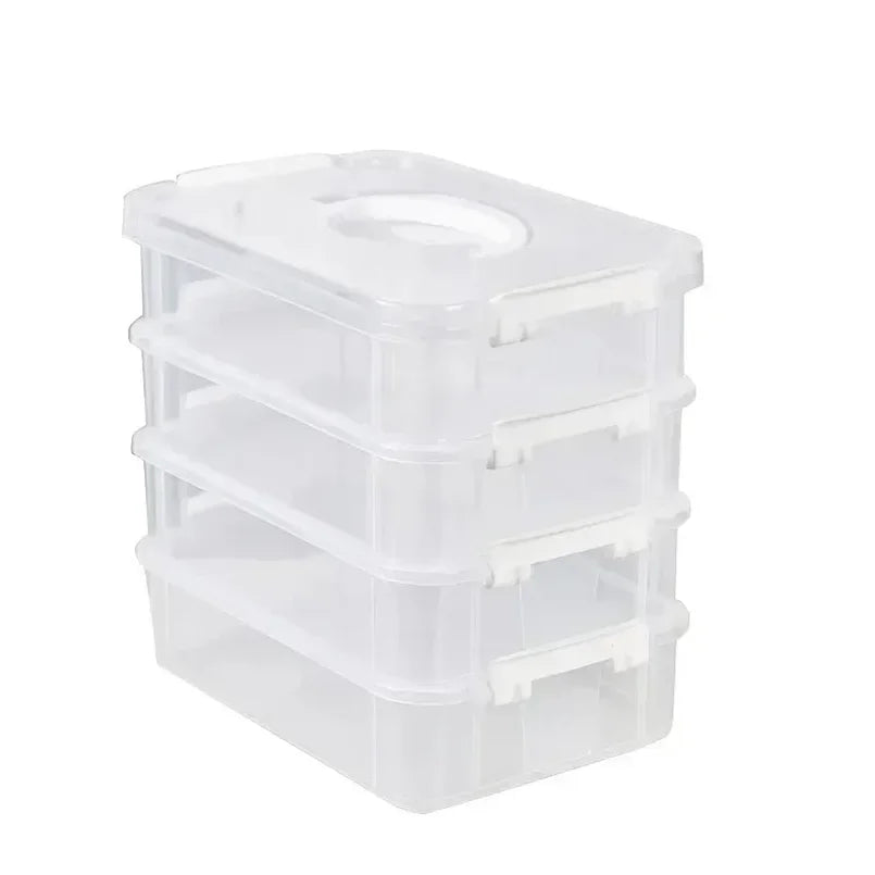 4-Layer Stackable Transparent Plastic Storage Organizer Box
