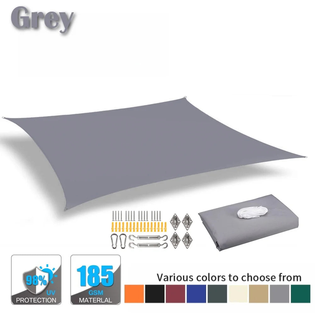 Waterproof Rectangle Sun Shade Sail 98% UV Block + Free Ropes