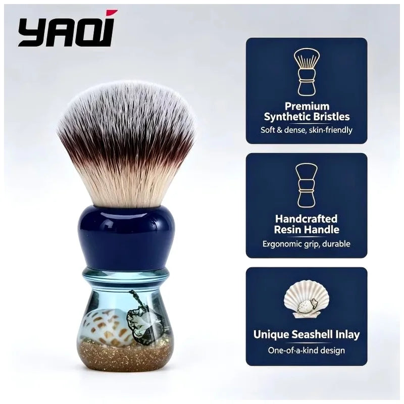 YAQI Luxury Wet Shaving Brush – Seashell Resin Handle
