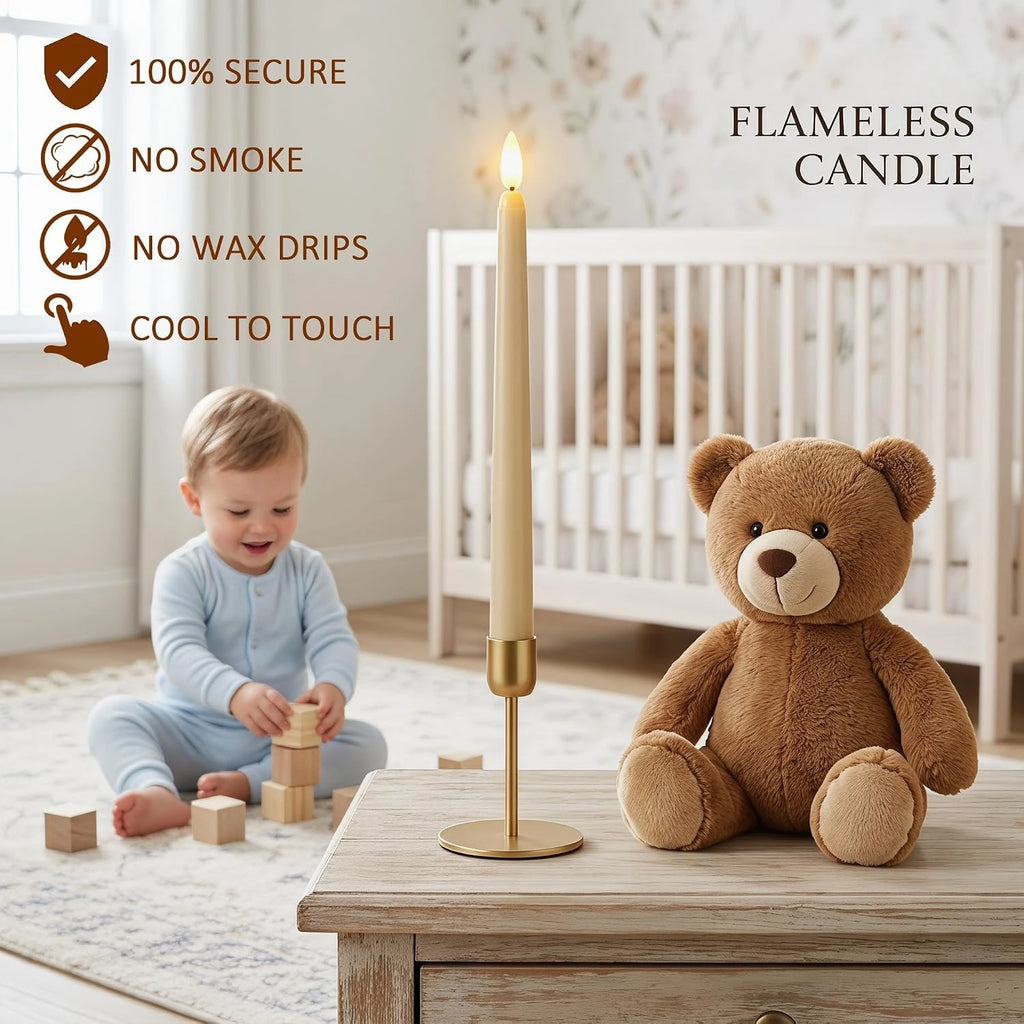 6 Flameless LED Taper Candles with 10-Key Remote | Battery