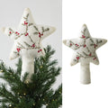 Felt Star Christmas Tree Topper – Embroidered Pine & Berries