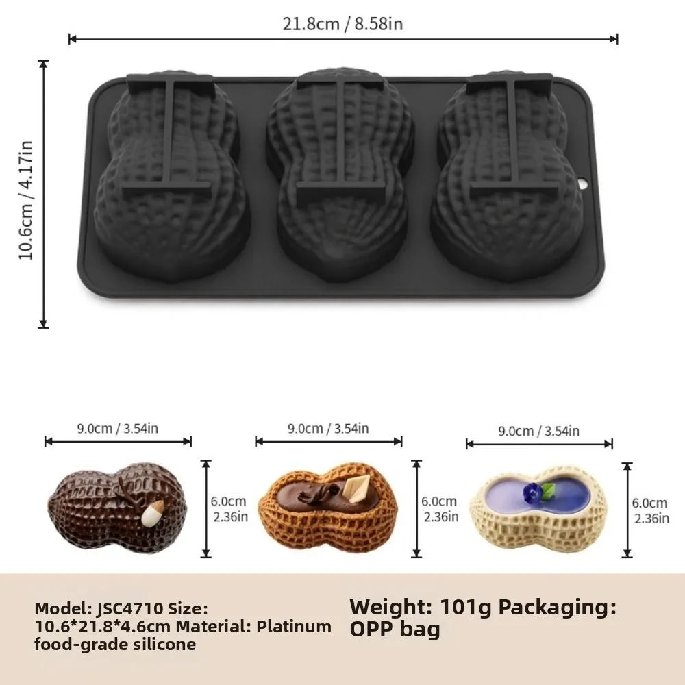 3-Cell Peanut Mousse Cake Mold | Food Grade Silicone Baking