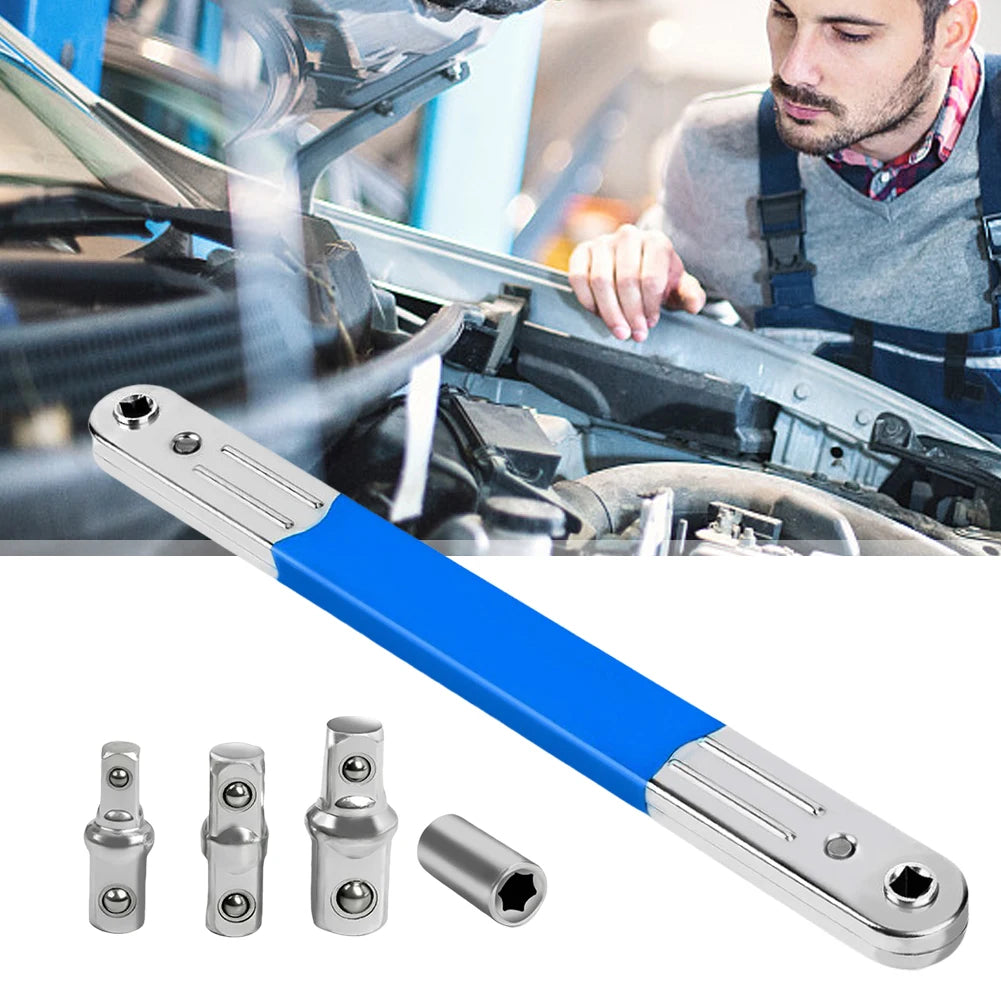 Offset Ratchet Spanner Set with 1/4 3/8 1/2" Square Adapters