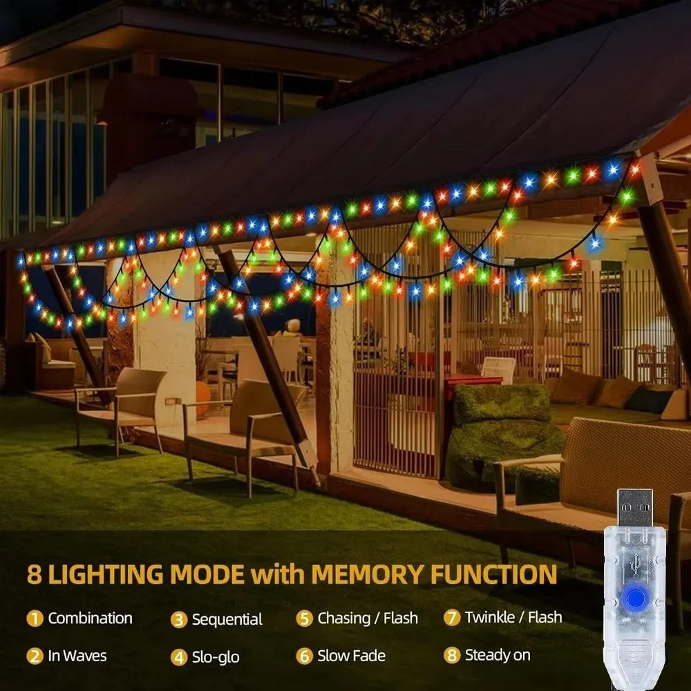 4M USB LED Christmas Curtain String Lights – Warm & Colorful