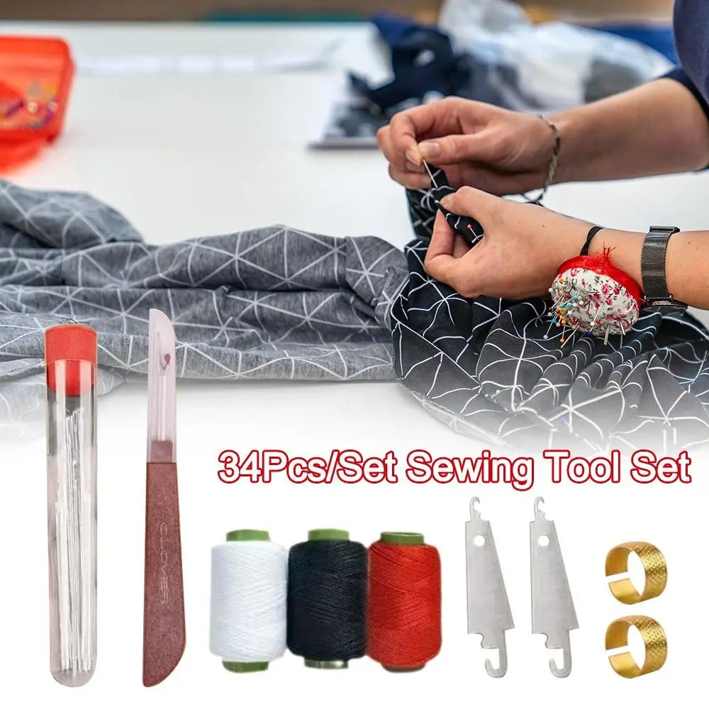 34-Piece Stainless Steel Sewing Needle Kit – Multi-Size Set