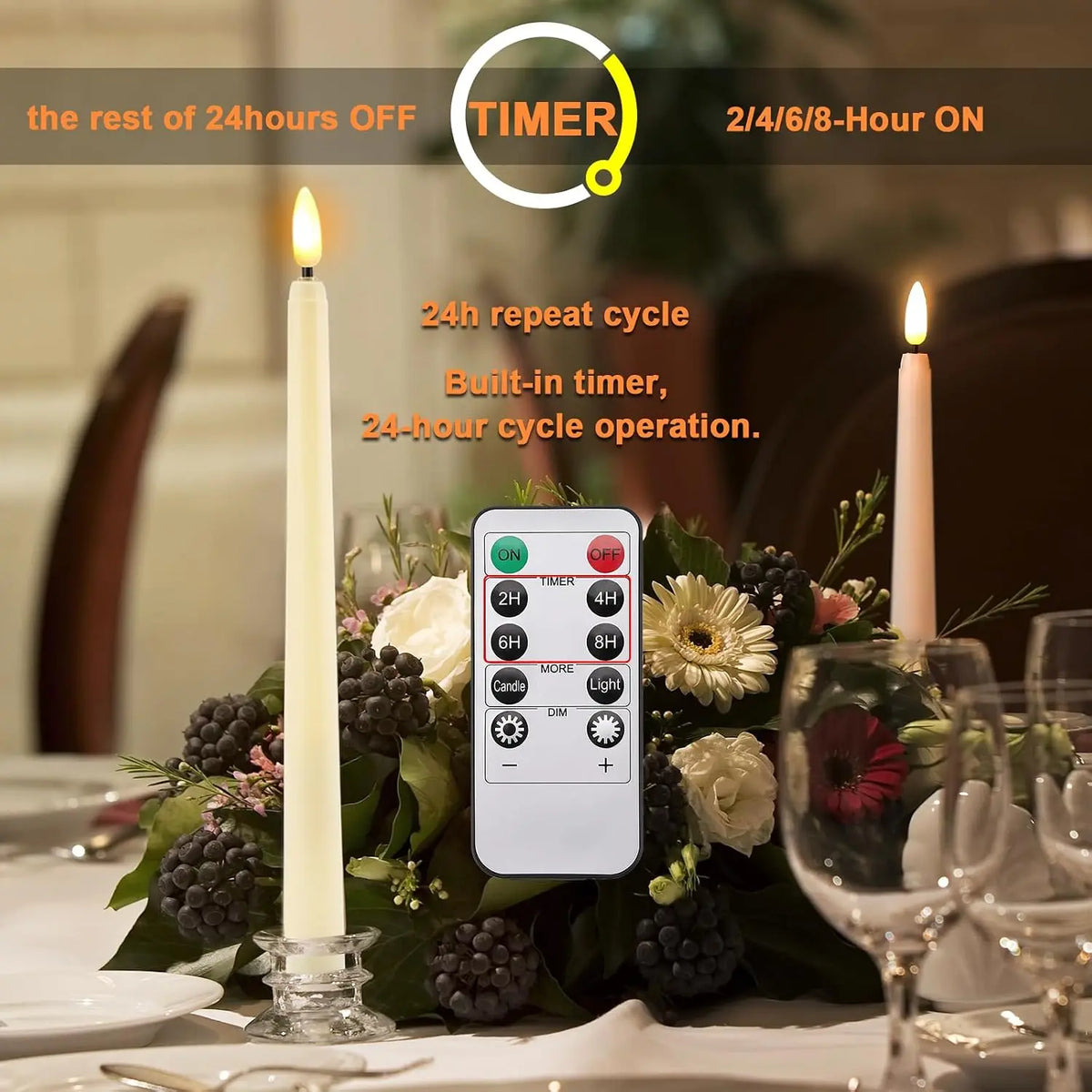 Flameless Taper Candles Battery LED Flickering Set 6/12/24Pcs