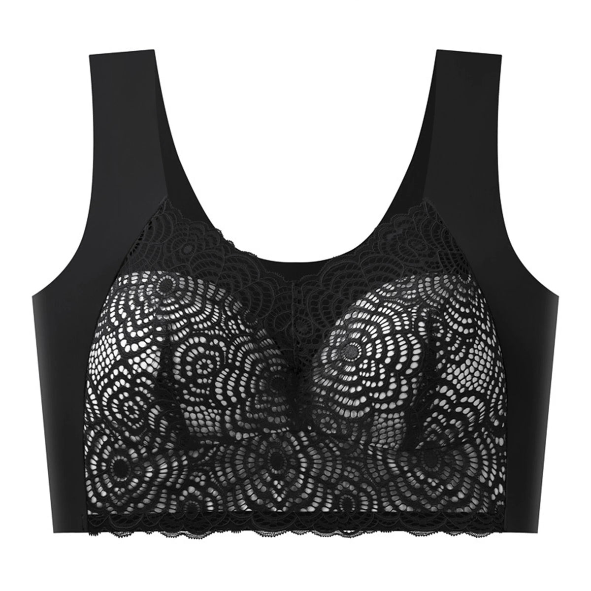 Women's Seamless Wireless Lace Bra – Wire-Free Half Cup Support
