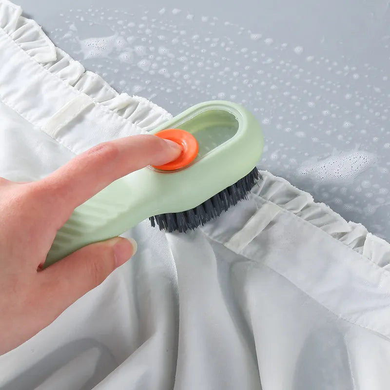 Press-Type Liquid Shoe Brush – Soft Bristle Long Handle