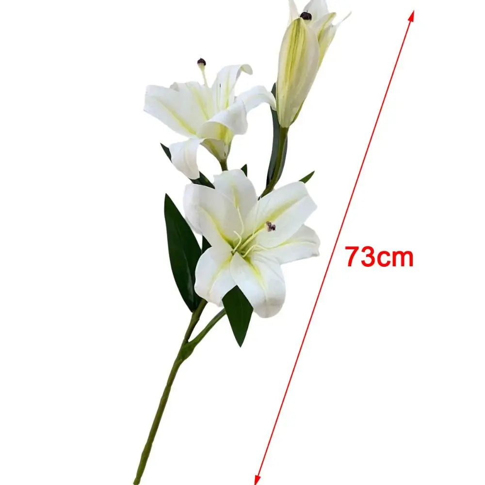 Artificial Silk Lily Bouquet 3 Heads | Oil Painting Style 73cm