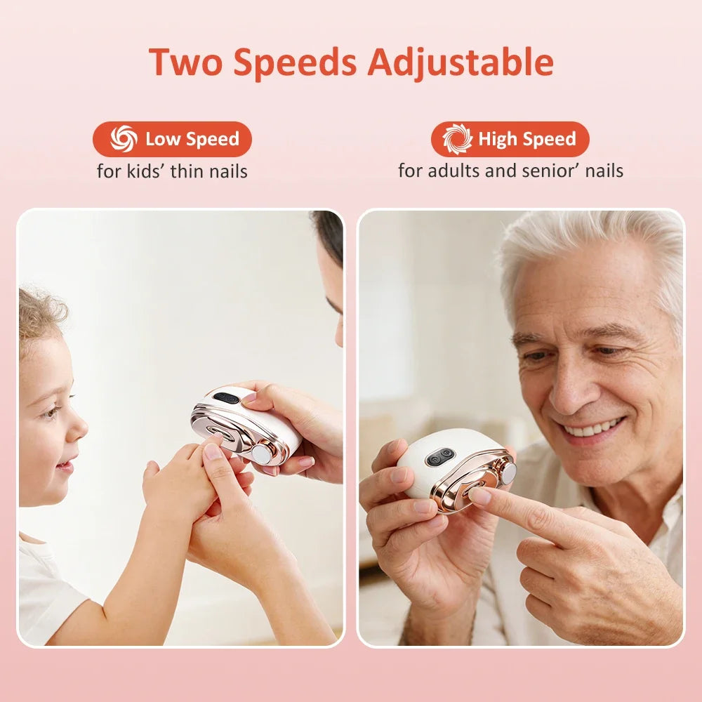 AFDEAL 3-in-1 Electric Nail Trimmer Clipper & Polisher + LED