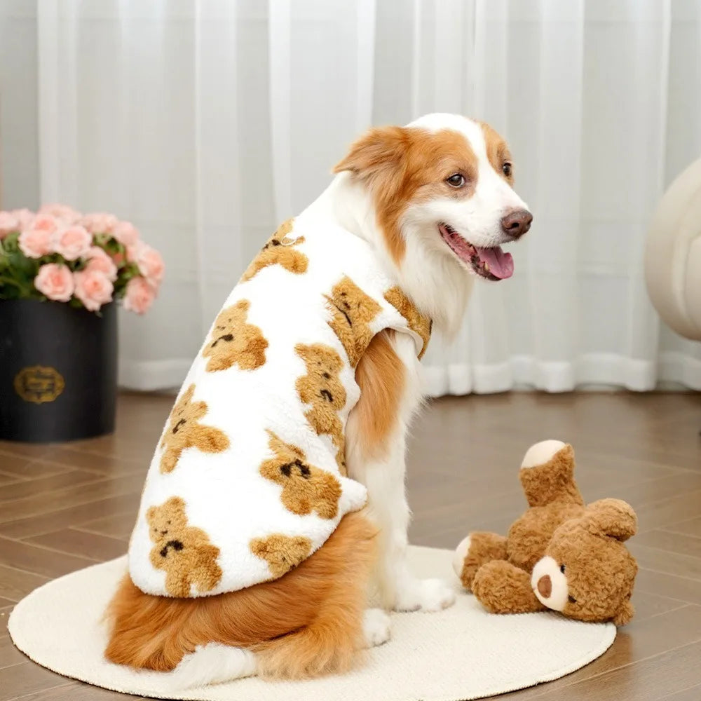 Winter Fleece Dog Vest Bear Pattern XS–9XL | Pet Sweater
