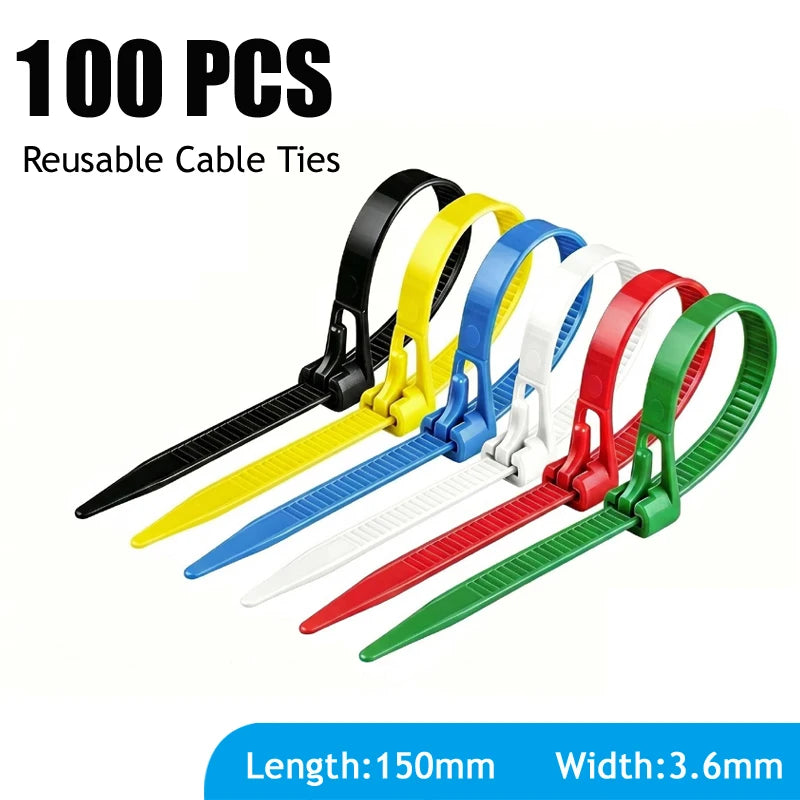 Reusable Nylon Cable Ties 50–1000pcs Mixed Colours & Black